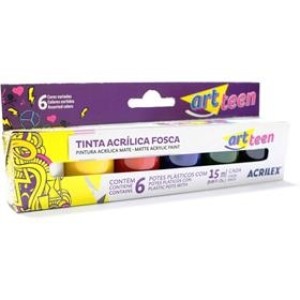 TINTA ACRÍLICA FOSCA COM 6 CORES 15ML