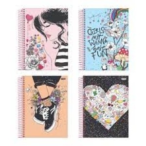 CADERNO UNIVERSITÁRIO 1X1 96FOLHAS CAPA DURA  IT GIRL