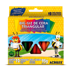 GIZ DE CERA BIG TRIANGULAR 12 CORES - ACRILEX