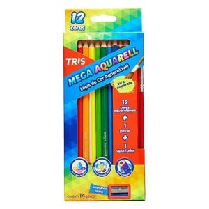 PIS DE COR AQUARELÁVEL 12 CORES+PINCEL+APONTADOR - TRIS